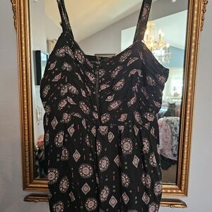 Black Patterned Strap Top